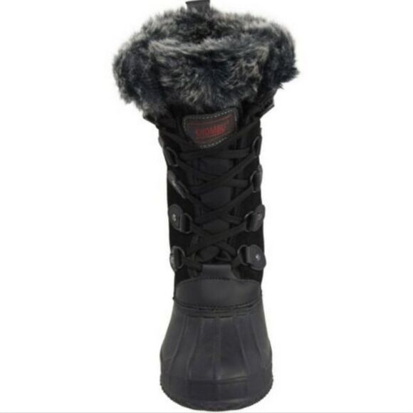 Khombu Colby Tall Black Suede Faux Fur Waterproof Duck Boots 10 - Picture 4 of 14